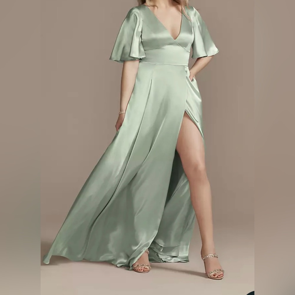 Bridesmaid Dress, Charmeuse Flutter-Sleeve A-Line Dress with Pockets!